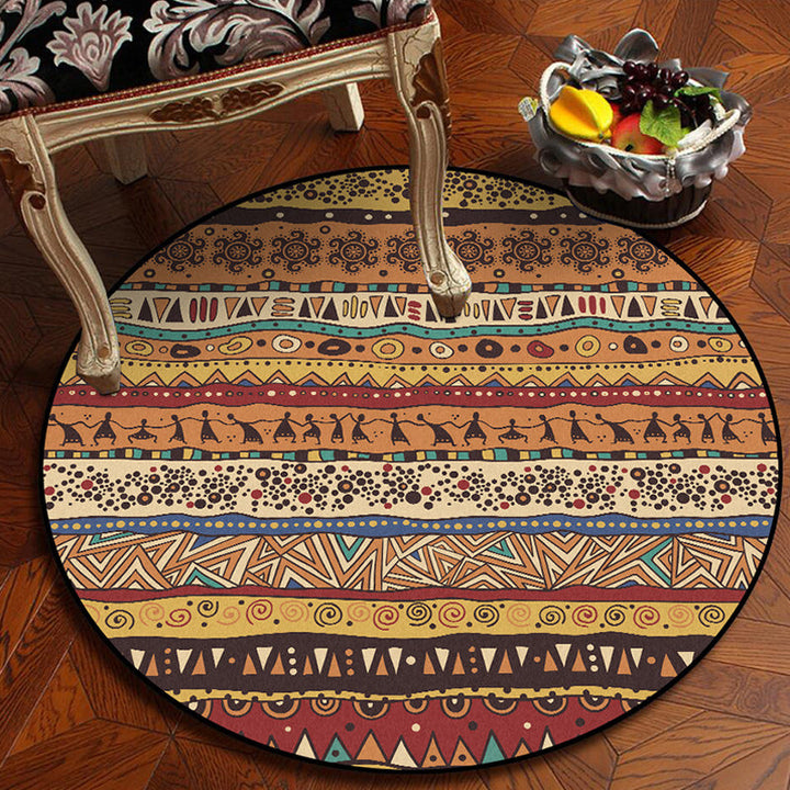 Lisslune | Americana Tribal Pattern Rug Red and Brown Polyester Rug Machine Washable Non-Slip Area Rug for Bedroom