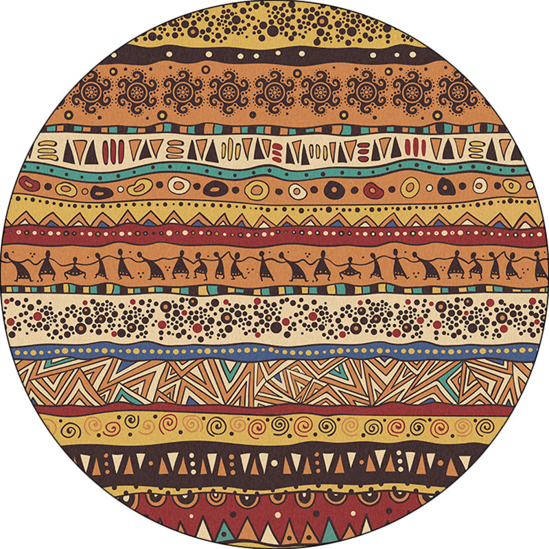 Lisslune | Americana Tribal Pattern Rug Red and Brown Polyester Rug Machine Washable Non-Slip Area Rug for Bedroom
