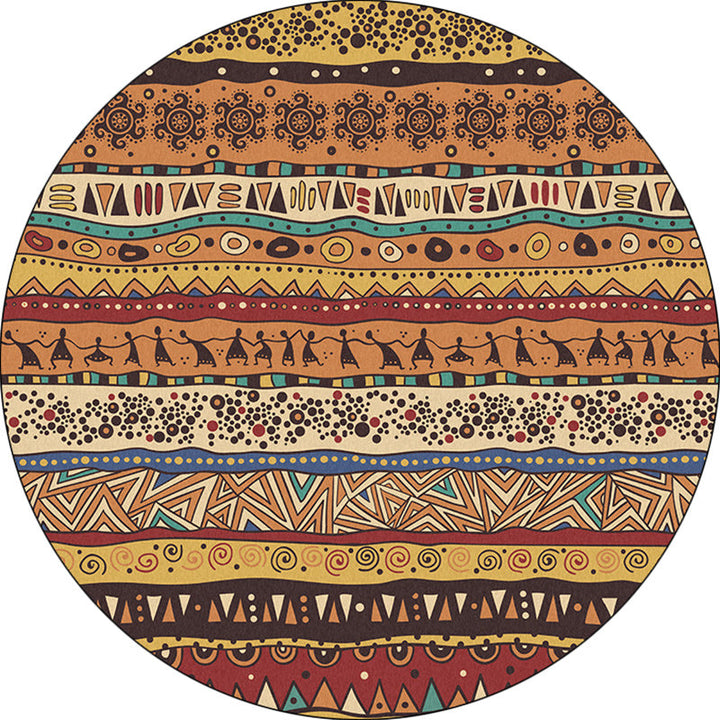Lisslune | Americana Tribal Pattern Rug Red and Brown Polyester Rug Machine Washable Non-Slip Area Rug for Bedroom