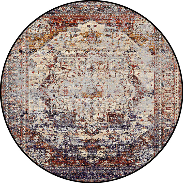 Lisslune | Shabby Chic Medallion Pattern Rug Red and Brown Polyester Rug Machine Washable Non-Slip Rug for the Bedroom