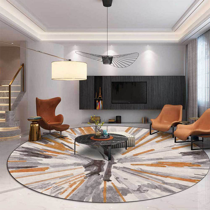 Lisslune | Stylish Abstract Area Rug Gray and Brown Nordic Area Rug Polyester Washable Non-Slip Back Area Rug for Living Room