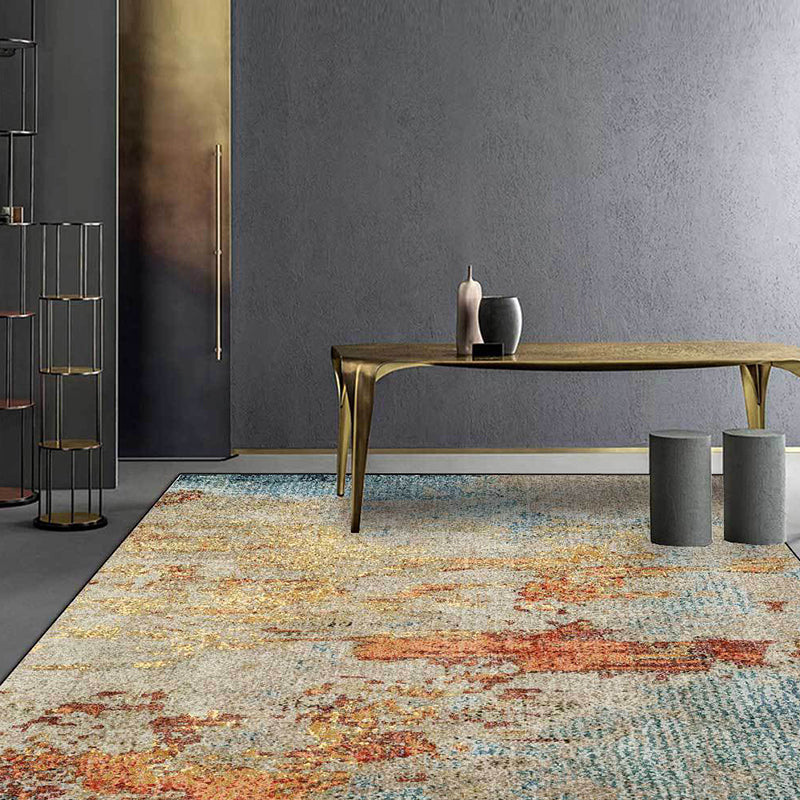 Lisslune | Stylish Abstract Rug Orange Industrial Rug Polyester Washable Non-Slip Back Rug for the Living Room