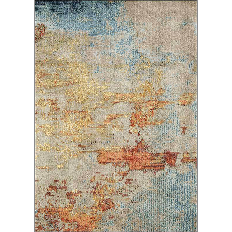 Lisslune | Stylish Abstract Rug Orange Industrial Rug Polyester Washable Non-Slip Back Rug for the Living Room