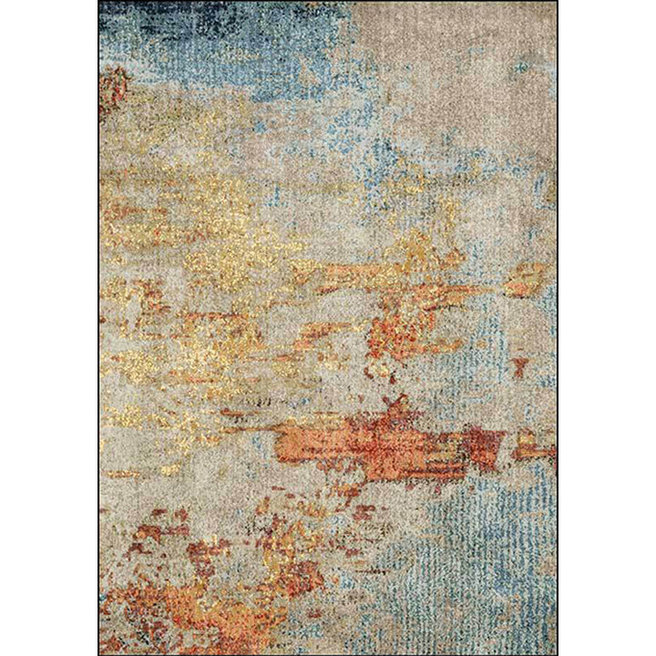 Lisslune | Stylish Abstract Rug Orange Industrial Rug Polyester Washable Non-Slip Back Rug for the Living Room