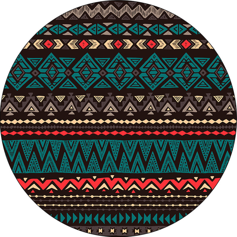 Lisslune | Green Southwest Carpet Polyester geometric pattern rug washable non-slip backing rug for living room