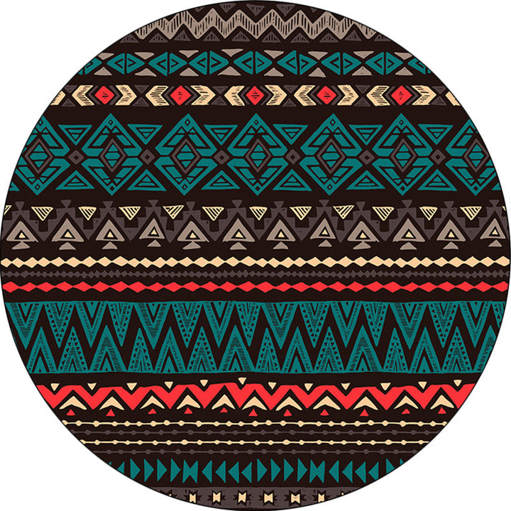 Lisslune | Green Southwest Carpet Polyester geometric pattern rug washable non-slip backing rug for living room