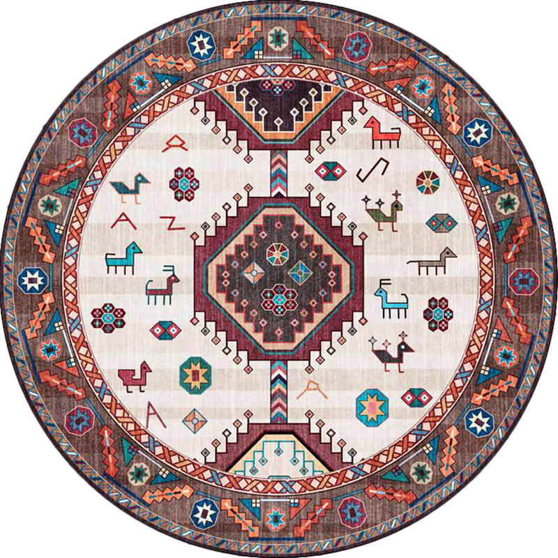 Lisslune | Brown and Beige Southwestern Carpet Polyester Tribal Pattern Carpet Washable Non-Slip Back Carpet for Living Room