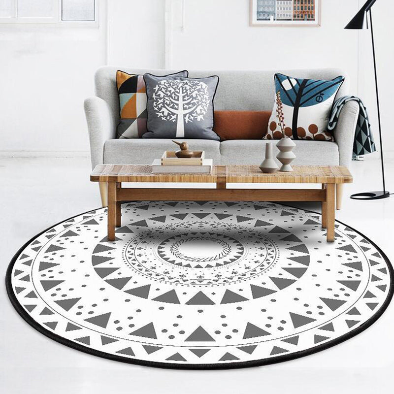 Lisslune | Americana concentric circles pattern rug white polyester machine washable non-slip rug for bedroom