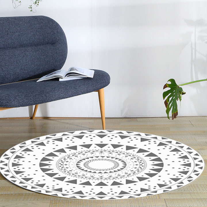 Lisslune | Americana concentric circles pattern rug white polyester machine washable non-slip rug for bedroom