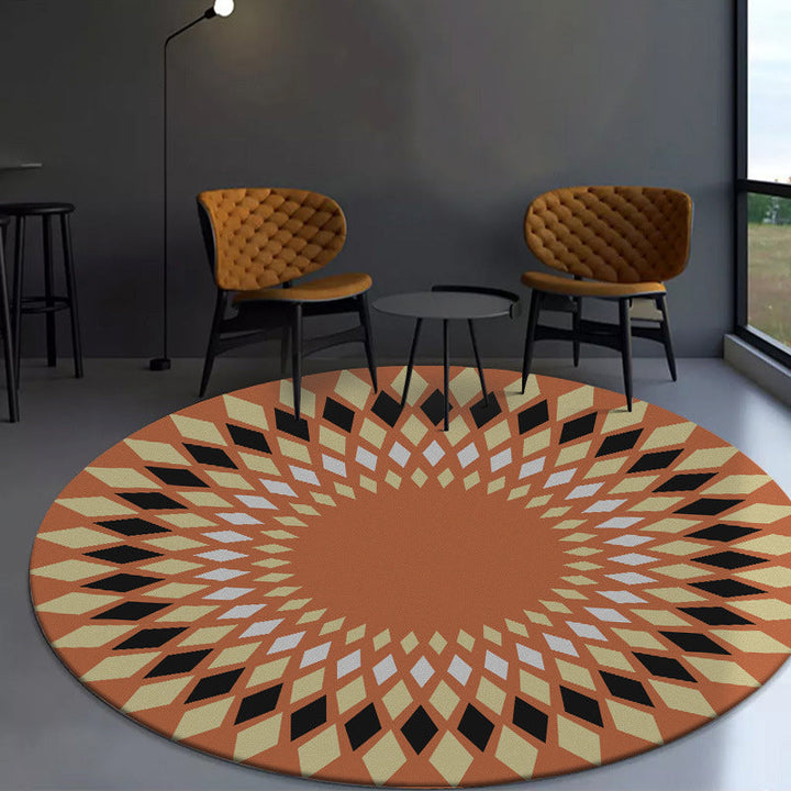 Lisslune | Orange Sou'wester Carpet Polyester Geometric Pattern Carpet Washable Non-Slip Underlay Carpet for Living Room