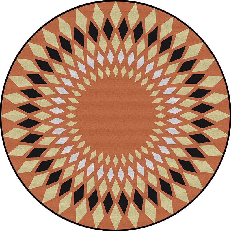 Lisslune | Orange Sou'wester Carpet Polyester Geometric Pattern Carpet Washable Non-Slip Underlay Carpet for Living Room