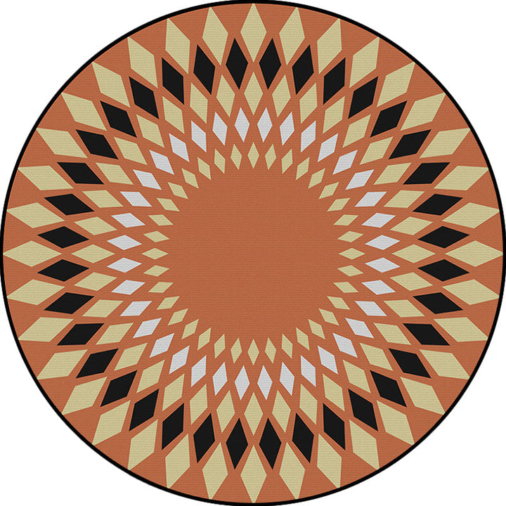 Lisslune | Orange Sou'wester Carpet Polyester Geometric Pattern Carpet Washable Non-Slip Underlay Carpet for Living Room