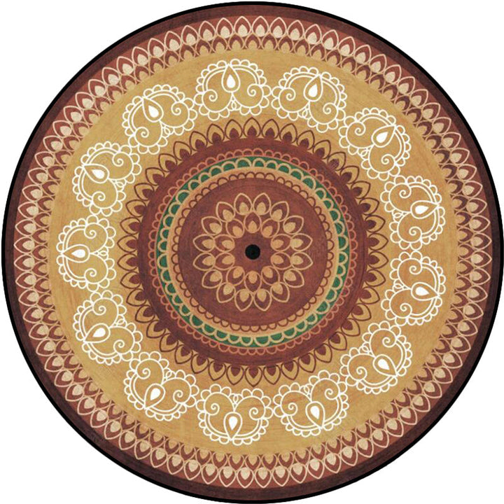 Lisslune | Vintage concentrated circles pattern rug with flowers yellow tribal rug polyester washable non-slip backing rug for the living room