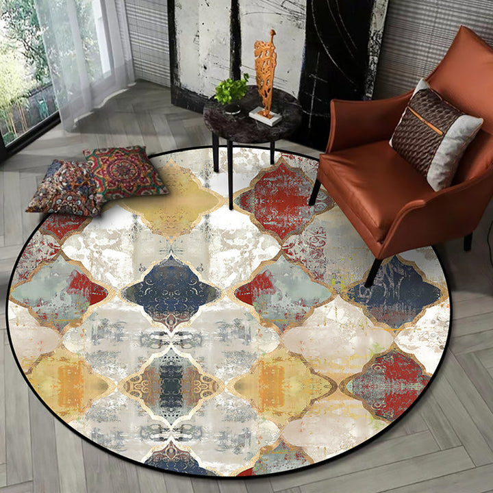 Lisslune | Persian Azulejo Pattern Rug Red and White Polyester Rug Machine Washable Nonslip Rug for the Bedroom