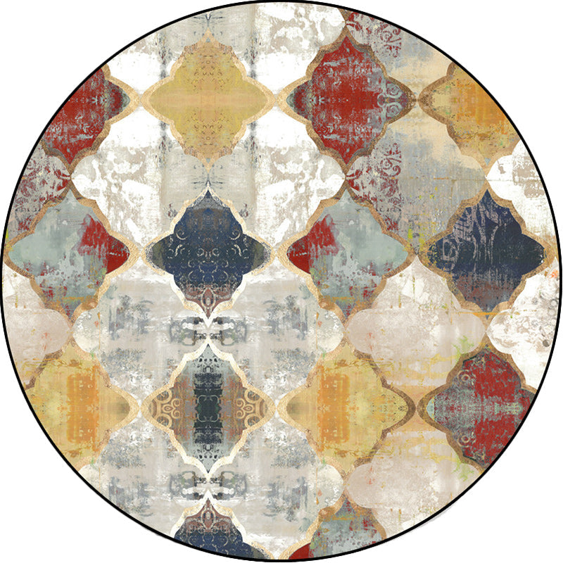 Lisslune | Persian Azulejo Pattern Rug Red and White Polyester Rug Machine Washable Nonslip Rug for the Bedroom