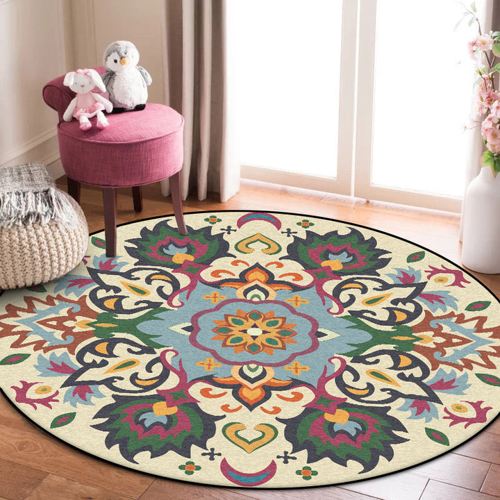 Lisslune | Persian flower pattern rug yellow and green polyester rug machine washable non-slip rug for the bedroom