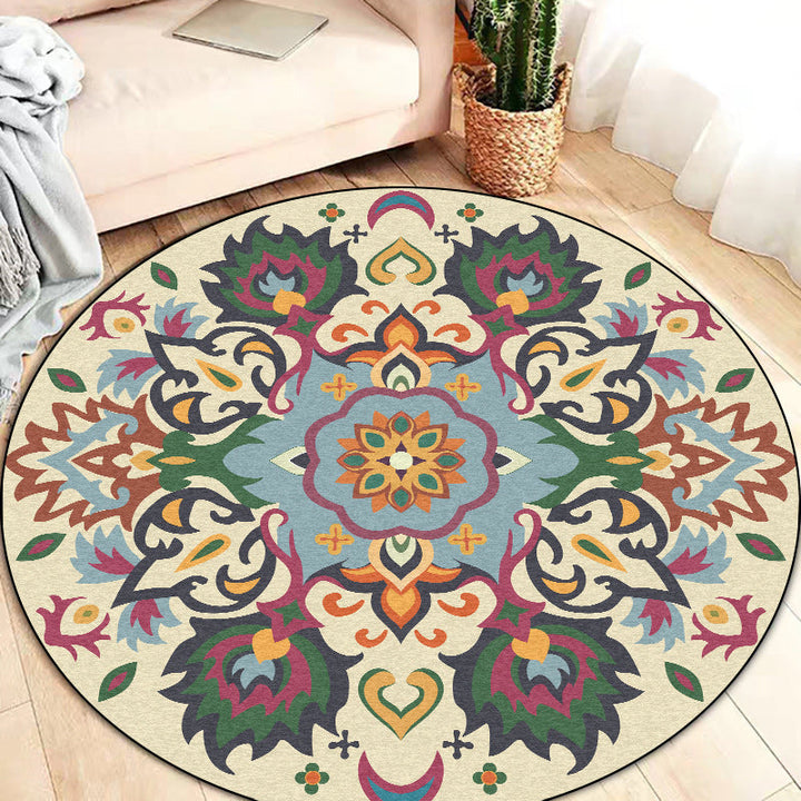 Lisslune | Persian flower pattern rug yellow and green polyester rug machine washable non-slip rug for the bedroom