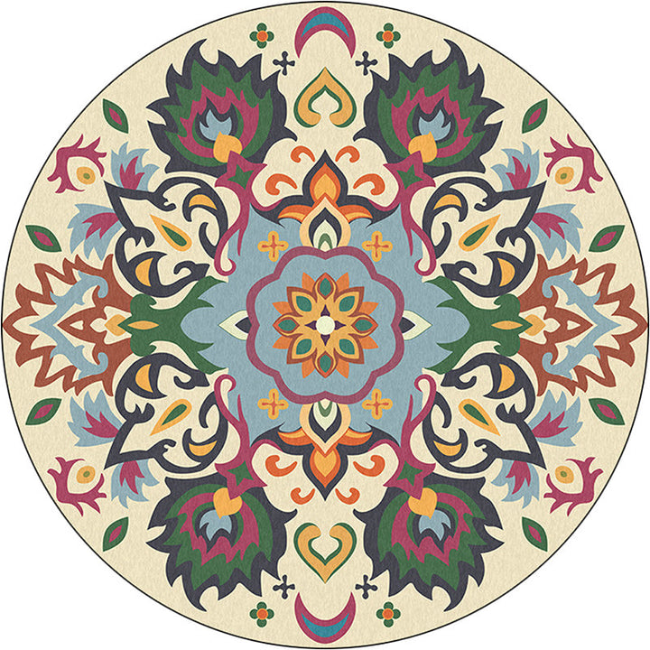 Lisslune | Persian flower pattern rug yellow and green polyester rug machine washable non-slip rug for the bedroom
