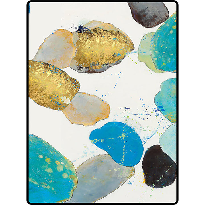 Lisslune | White Bedroom Carpet Novelty Color Block Splash Pattern Area Rug Polyester Washable Non-Slip Backing Carpet