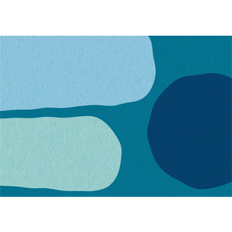 Lisslune | Blue Bedroom Rug Novelty Color Box Pattern Rug Polyester Machine Washable Rug