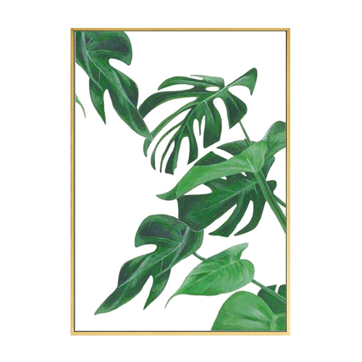 Lisslune | Green Tropical Wall Art Print Plant Leaves Canvas for Living Room, Textured Surface