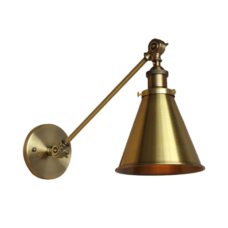Skørter | 1 Light Wall Lamp with Tapse Shade Metallic Vintage Indoor Wall Lighting in Brass, 8"/12" Dia