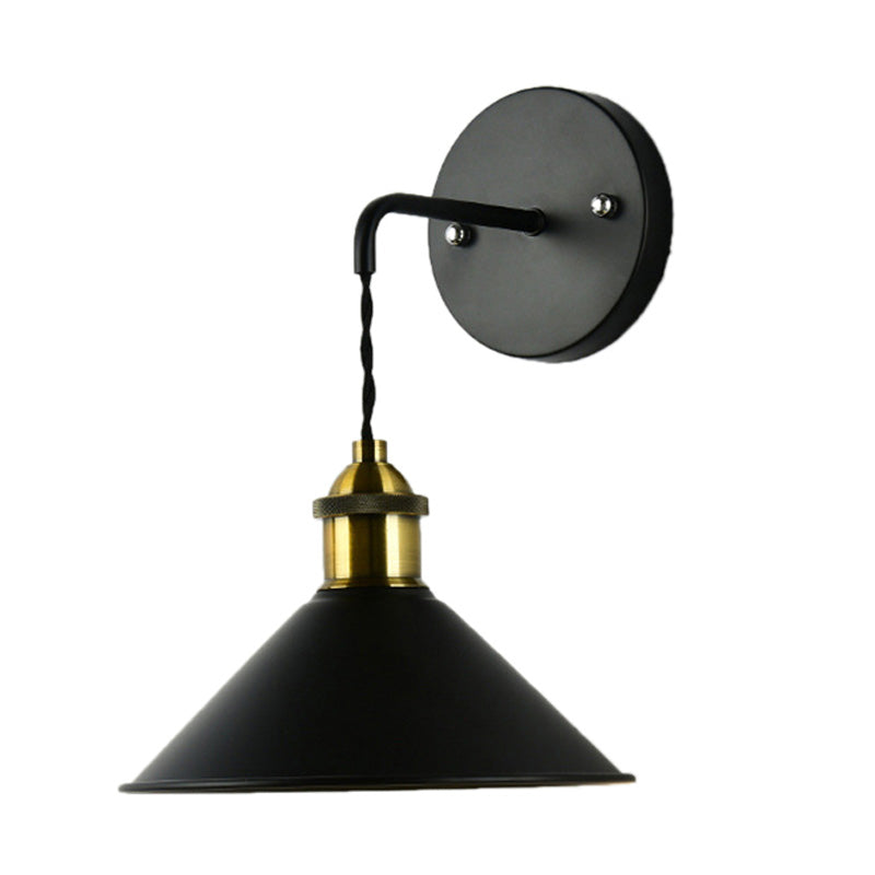 Skørter | 1 Head Wall Light with Conical Shade Metal Industrial Style Dining Table Wall Light in Black