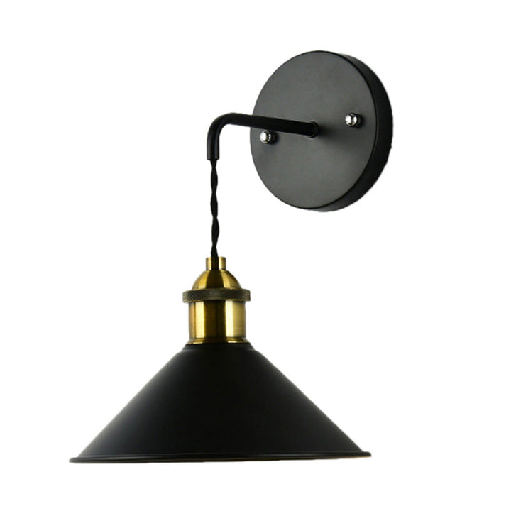 Skørter | 1 Head Wall Light with Conical Shade Metal Industrial Style Dining Table Wall Light in Black