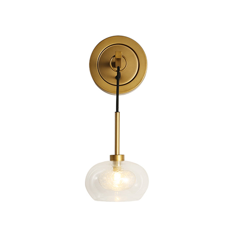 Lisslune | Oval Living Room Wall Light Fixture Industrial Clear Glass 1 Light Brass Wall Switch Lamp