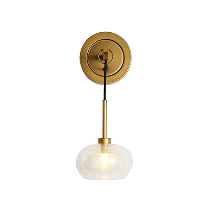 Lisslune | Oval Living Room Wall Light Fixture Industrial Clear Glass 1 Light Brass Wall Switch Lamp