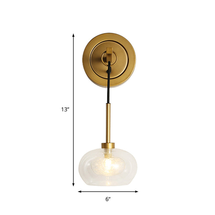 Lisslune | Oval Living Room Wall Light Fixture Industrial Clear Glass 1 Light Brass Wall Switch Lamp