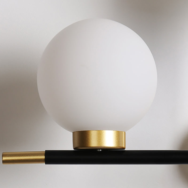 Lisslune | 2-Bulb Frosted Glass Wall Light Modern Black Double Sphere Living Room Wall Lamp with Cross Design