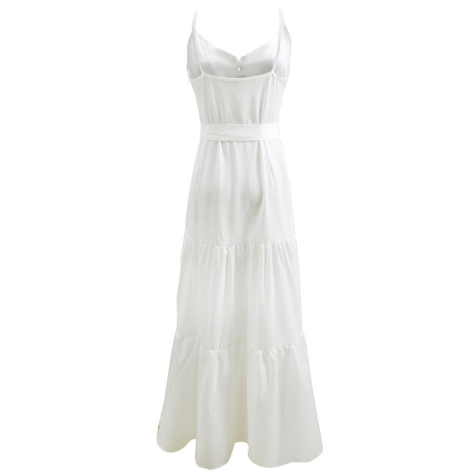 Women’s maxi dress with buttoned front and flowing skirt Lisslune