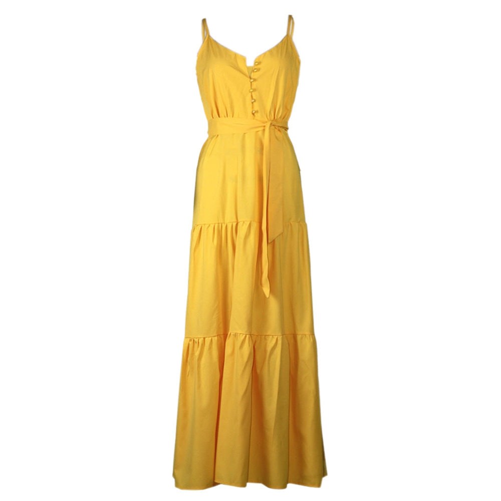 Women’s maxi dress with buttoned front and flowing skirt Lisslune