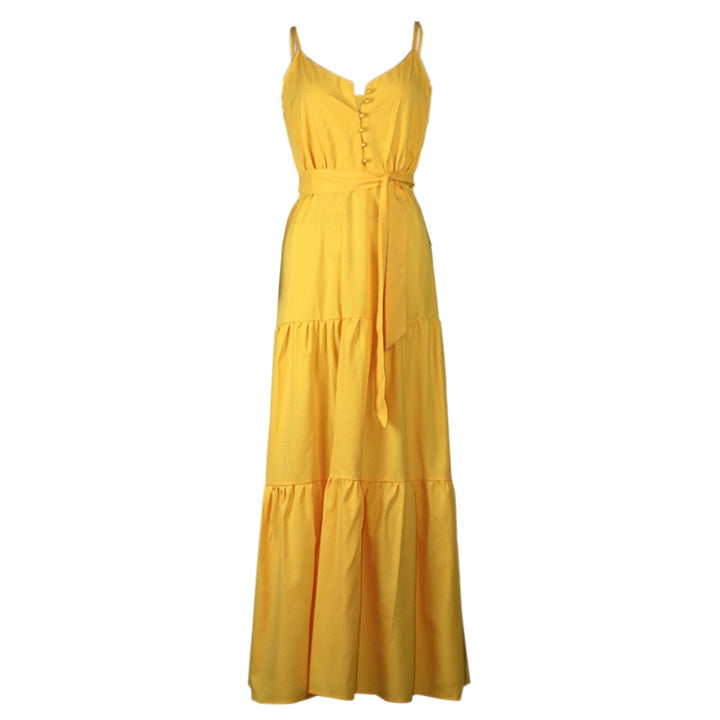 Women’s maxi dress with buttoned front and flowing skirt Lisslune