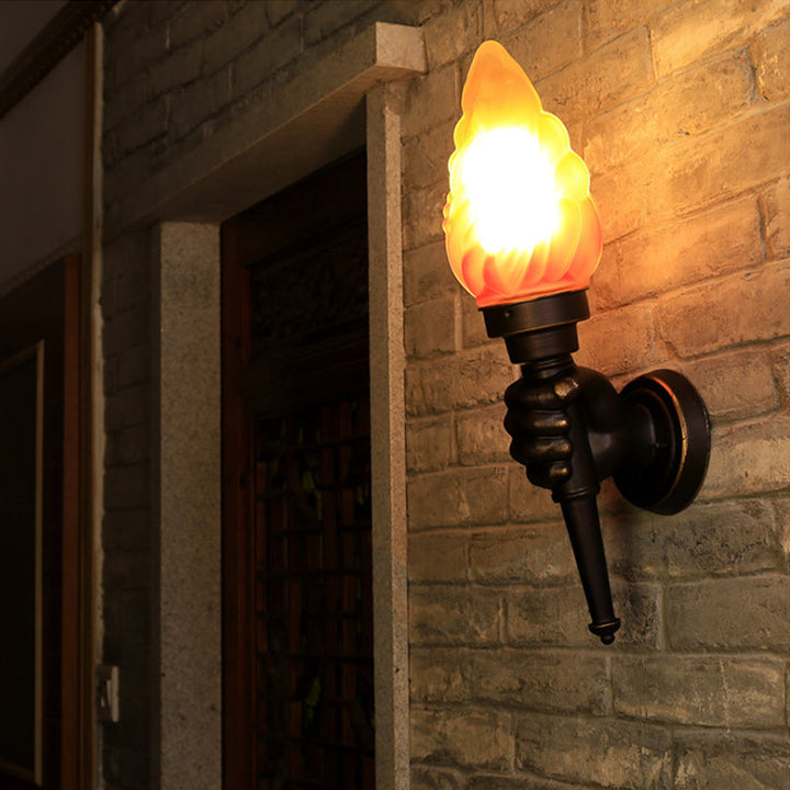 Skørter | Wall mounted lighting Torch Rustic Glass Shade 1 Light Wall Lamp Lighting in Bronze for Hall