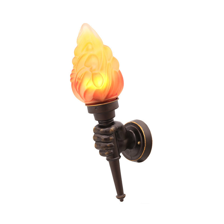 Skørter | Wall mounted lighting Torch Rustic Glass Shade 1 Light Wall Lamp Lighting in Bronze for Hall