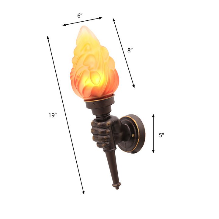 Skørter | Wall mounted lighting Torch Rustic Glass Shade 1 Light Wall Lamp Lighting in Bronze for Hall