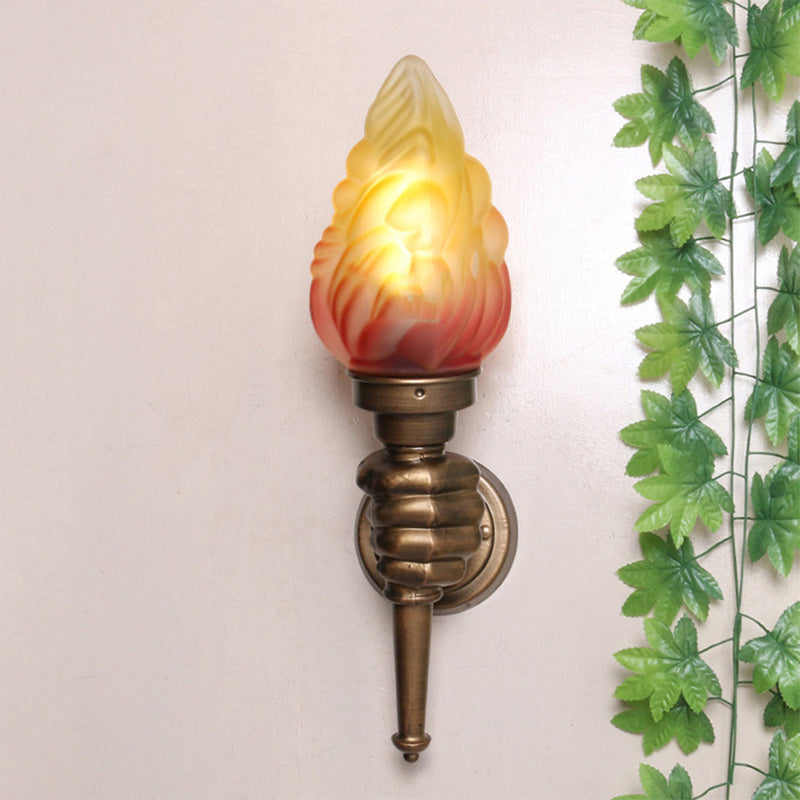 Skørter | Wall mounted lighting Torch Rustic Glass Shade 1 Light Wall Lamp Lighting in Bronze for Hall