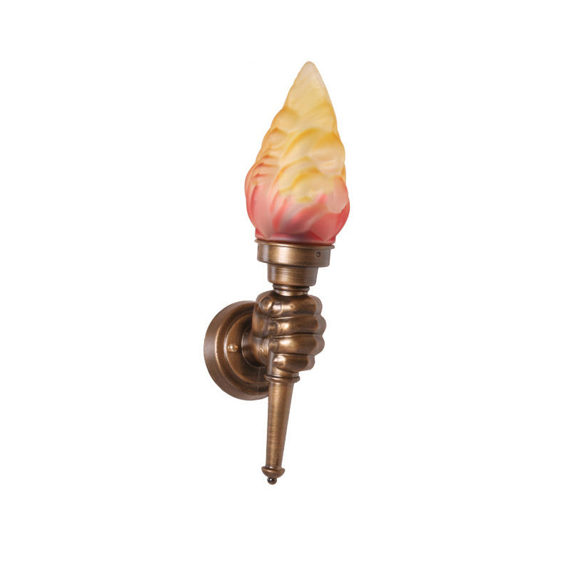 Skørter | Wall mounted lighting Torch Rustic Glass Shade 1 Light Wall Lamp Lighting in Bronze for Hall