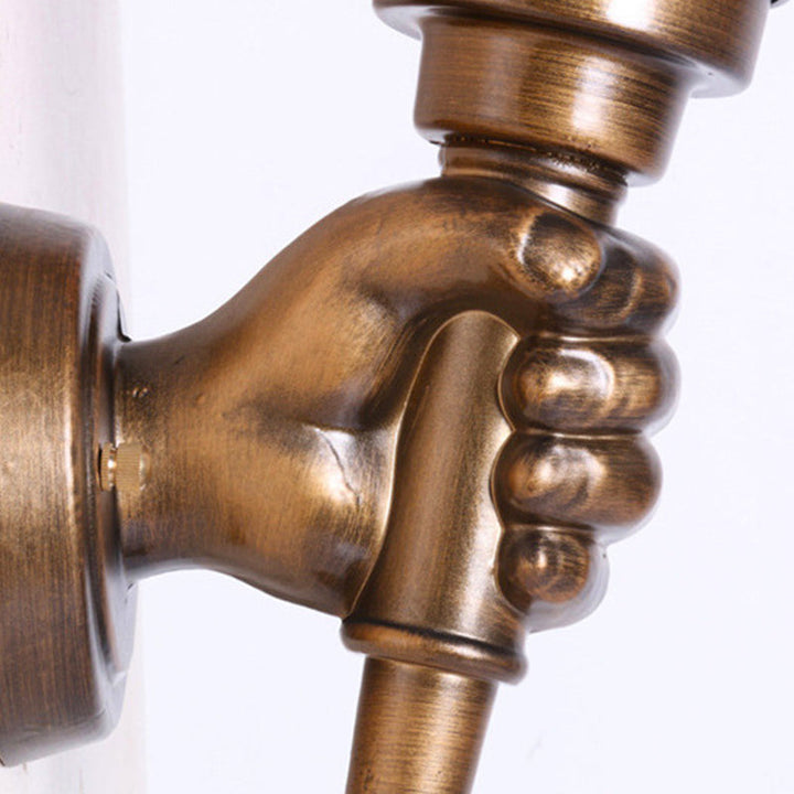 Skørter | Wall mounted lighting Torch Rustic Glass Shade 1 Light Wall Lamp Lighting in Bronze for Hall