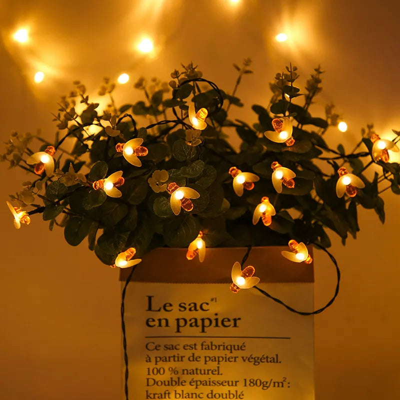 Lisslune | Solar String Lights Bee – LED Decorative Lights for Garden & Terrace, Outdoor Lighting with Bee Design