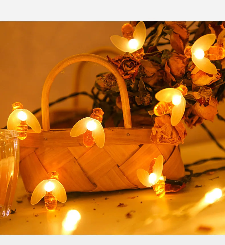 Lisslune | Solar String Lights Bee – LED Decorative Lights for Garden & Terrace, Outdoor Lighting with Bee Design