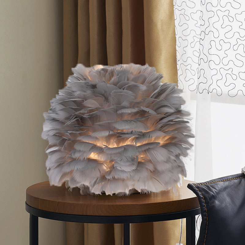 Lisslune | Luxury Feather Table Lamp Bedroom or Nightstand Light