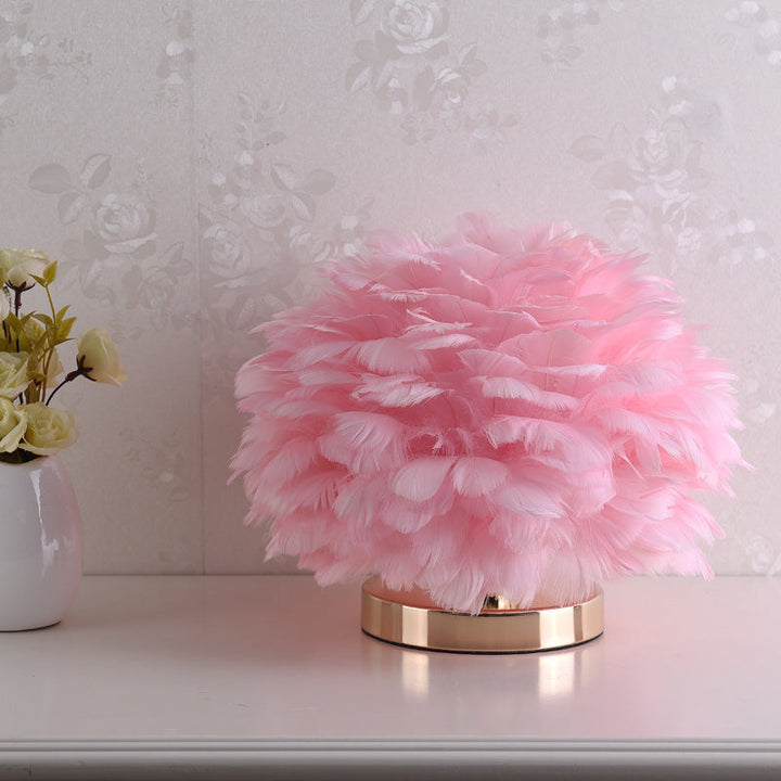 Lisslune | Luxury Feather Table Lamp Bedroom or Nightstand Light