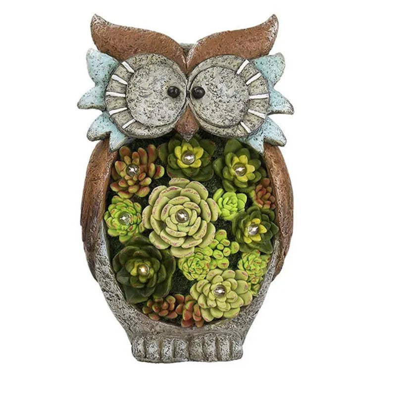 Lisslune | Solar Lantern Owl with LED – Decorative Garden Light with Succulents for Terrace & Garden