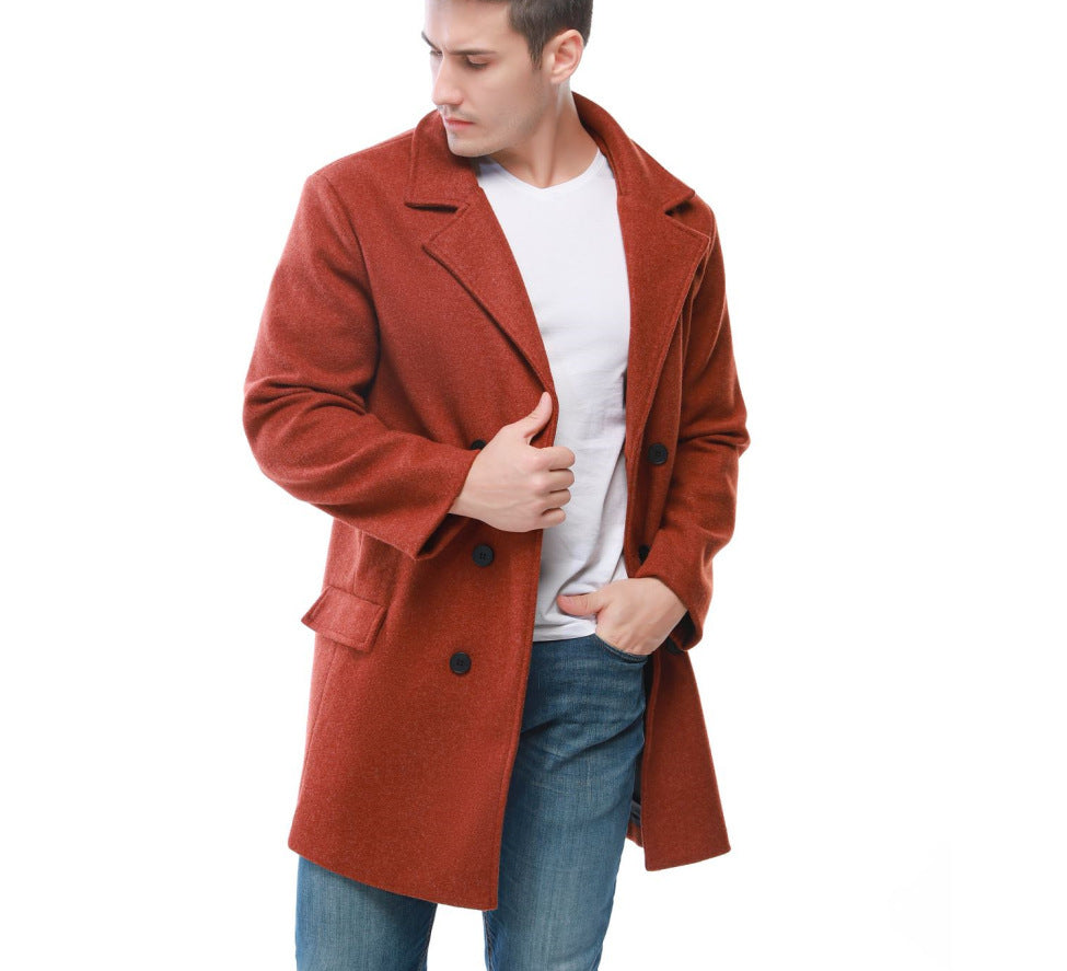Men's stylish wool coat with double button row and wide lapels Lisslune