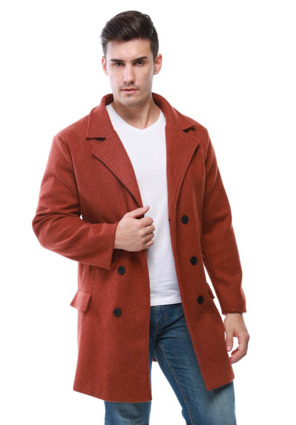 Men's stylish wool coat with double button row and wide lapels Lisslune