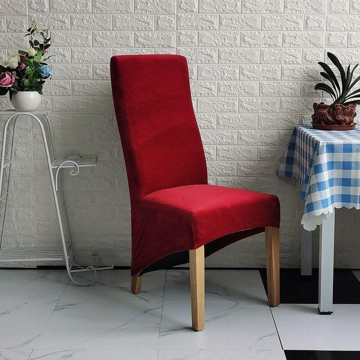 Lisslune | Stretch Velvet XL Size Dining Chair Covers x4 | Soft. Stretchable & Non-Slip for Home Dining Room Decoration