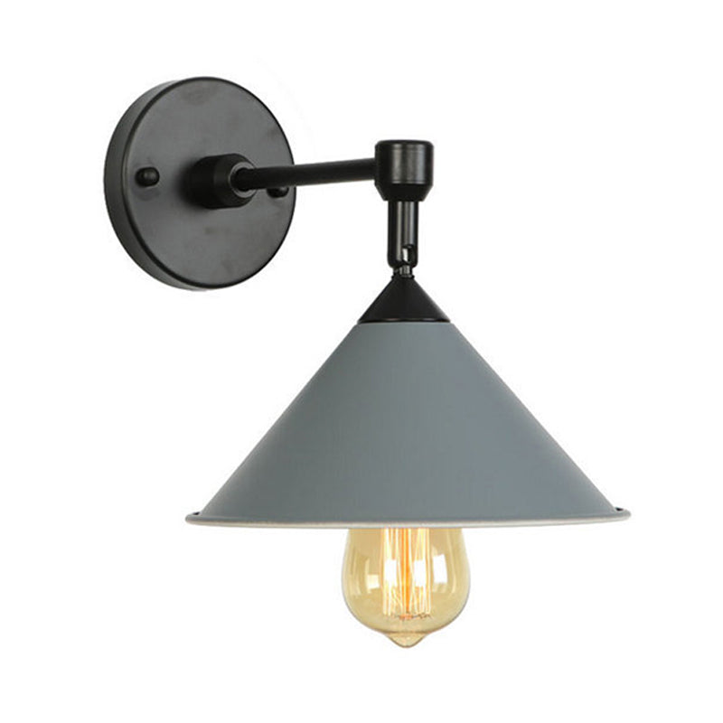 Lisslune | Black/Gray Conical Wall Light Industrial Stylish Metallic 1 Head Bathroom Wall Lamp